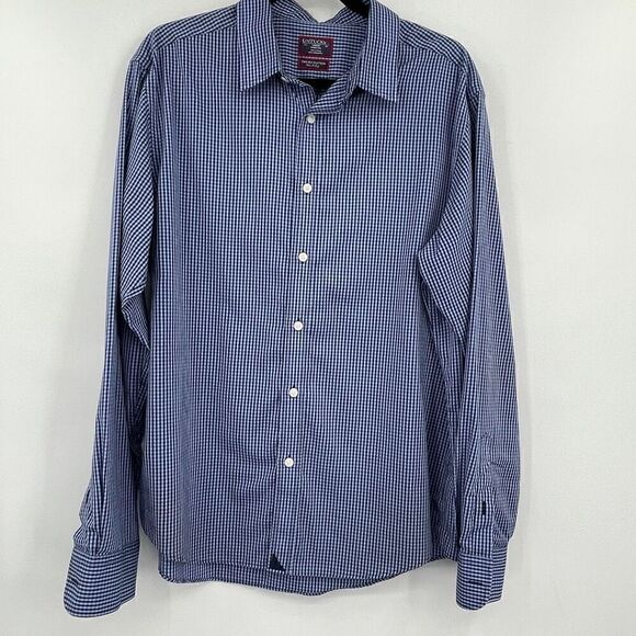 UNTUCKit White Blue Plaid Checker Wrinkle Free Long Sleeve Button Up Shirt Large - Picture 1 of 6